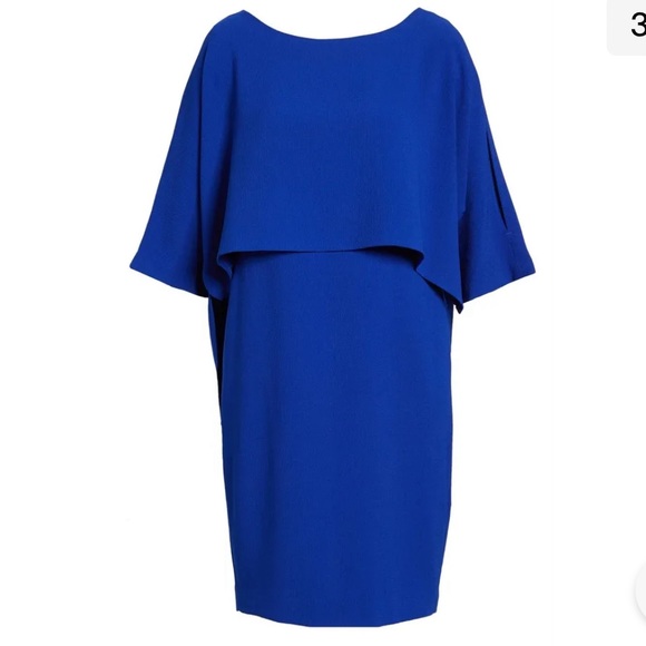 Adrianna Papell Plus Draped Popover Blouson Sheath Dress In Blue Womens Size 20 - Picture 2 of 12